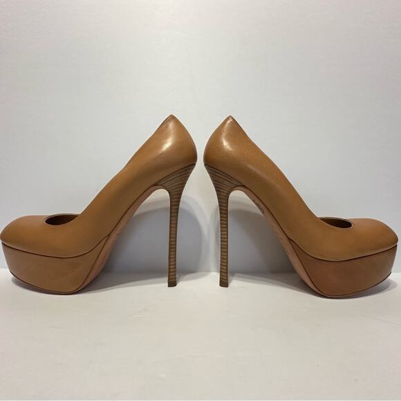 Alexander McQueen Chestnut Leather Platform Pumps 6” Heels IT 38 - Picture 3 of 11